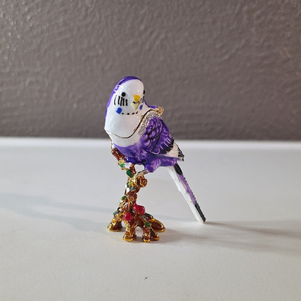 Enamel And Alloy Parrot Trinket Box NWT